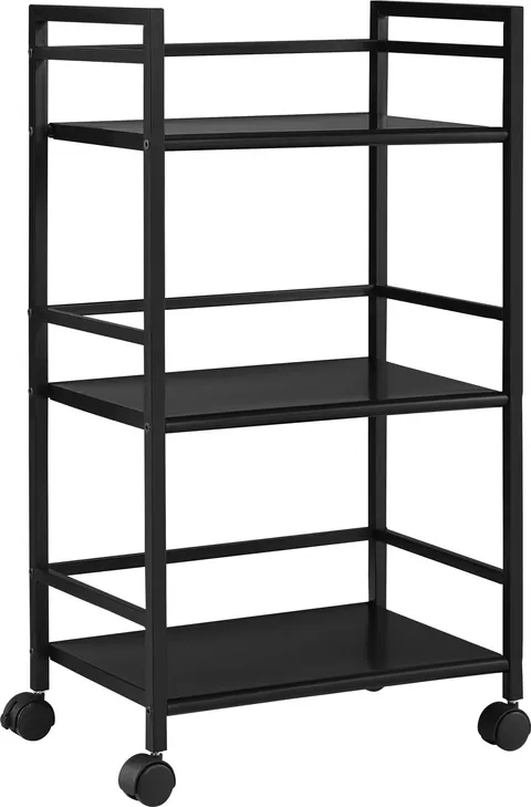 Black Composite Base with Composite Top Rolling Kitchen Cart