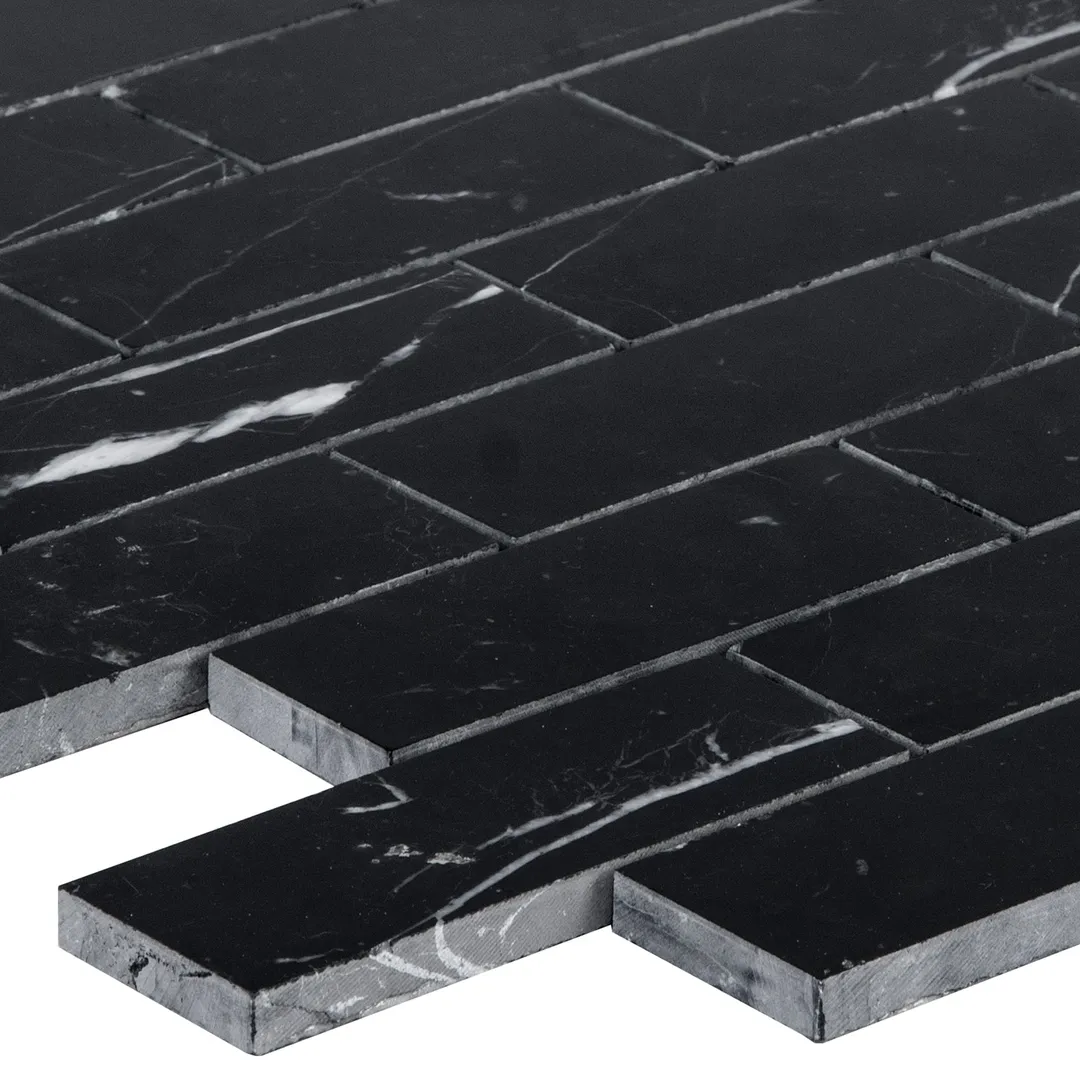 Satori Nero 12-in x 12-in Polished Natural Stone Marble Look Mosaic Wall Tile (0.97-sq. ft/ Piece), photo 4 of 7