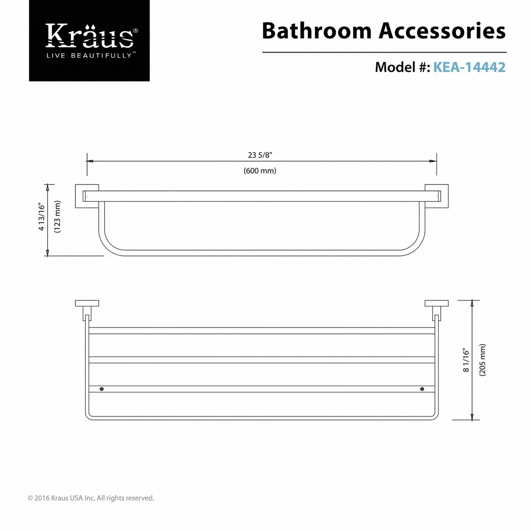 Kraus Bathroom Accessories – Bath Towel Rack with Towel Bar, Brushed Nickel, 25.25 in., photo 3 of 3
