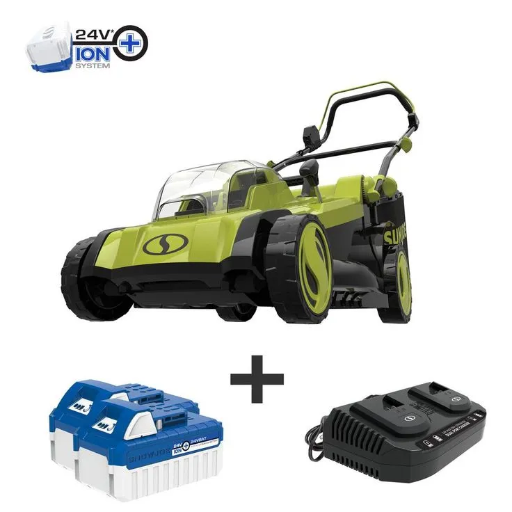 Sun Joe 17 in. 48-Volt iON+ Cordless Electric Walk Behind Push Lawn Mower Kit with 2 x 4.0 Ah Batteries Plus Charger, photo 8 of 8
