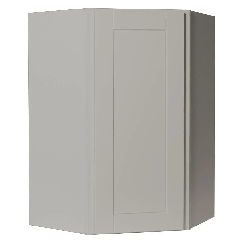 Shaker Assembled 24x30x12 in. Diagonal Corner Wall Kitchen Cabinet in Satin White, photo 22 of 25