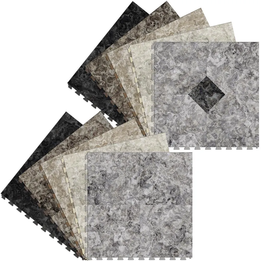 Perfection Floor Tile Breccia Collection Breccia Crema Primo/Satin 20-in x 20-in Water Resistant Interlocking Luxury Flooring, 16.7-sq ft Carton, photo 4 of 4