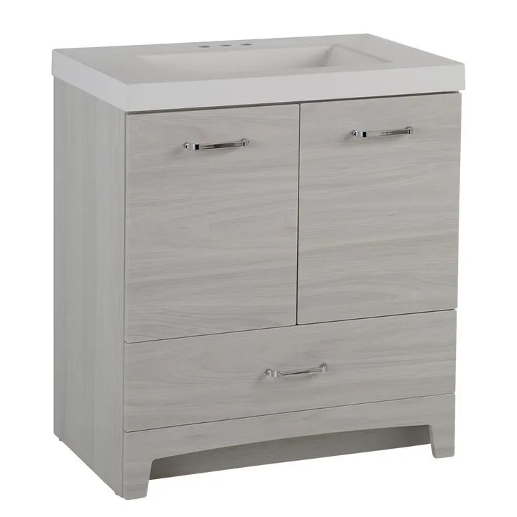 Stancliff 31 in. W x 19 in. D Bathroom Vanity in Elm Sky with Cultured Marble Vanity Top in White with White Sink, photo 7 of 9
