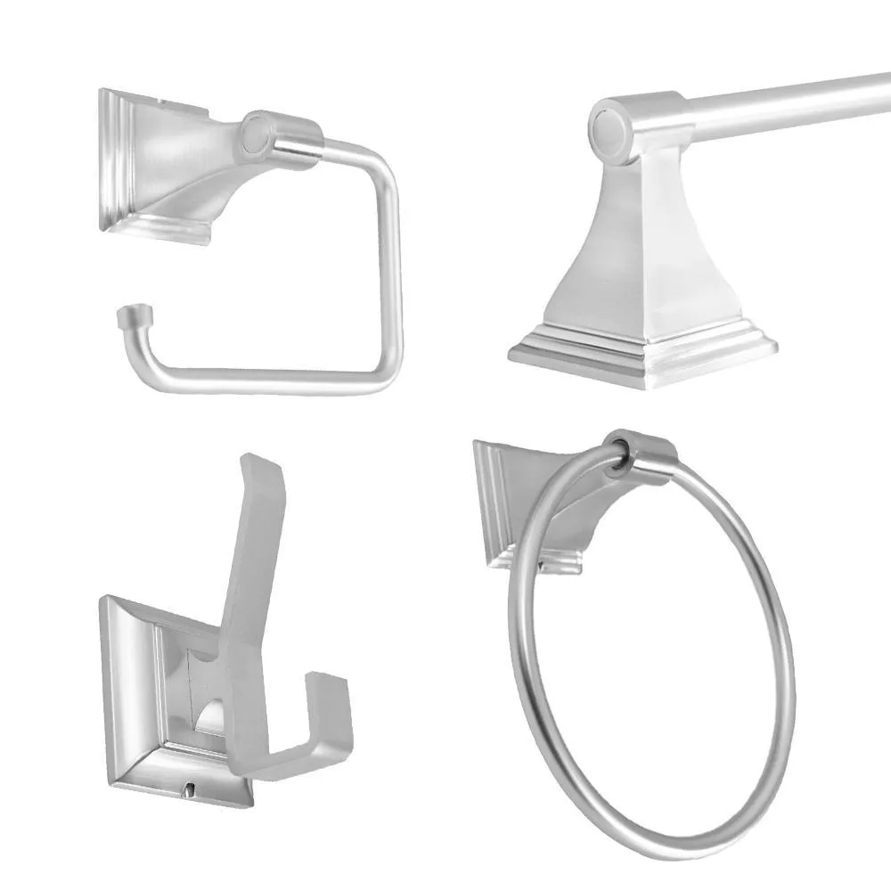 ARISTA Leonard Collection 4-Piece Bathroom Hardware Kit in Satin Nickel, photo 9 of 15
