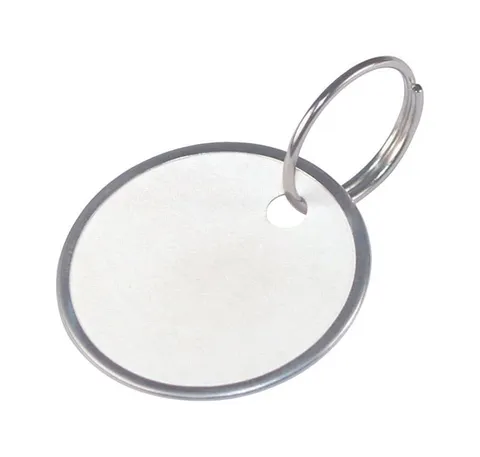 1-1/4 in. Diameter Metal White Labeling/ID Key Ring