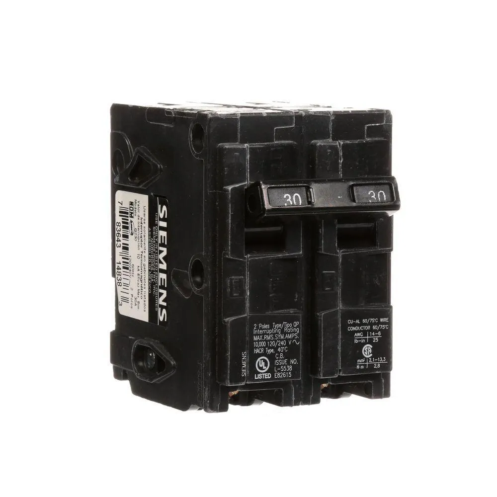 Siemens 30 Amp Double-Pole Type QP Circuit Breaker, photo 3 of 21