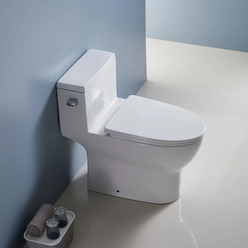 12 in. Rough-In 1-piece 1.28 GPF Single Flush Elongated Siphonic Jet Toilet in White, Seat Included, photo 2 of 8