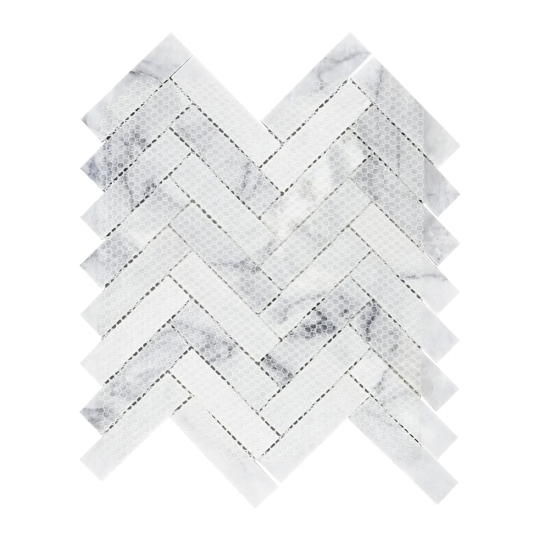 American Olean Genuine Stone Refined White 11-in x 14-in Honed Marble Herringbone Floor and Wall Tile, 0.94 sq ft per Piece, photo 6 of 7