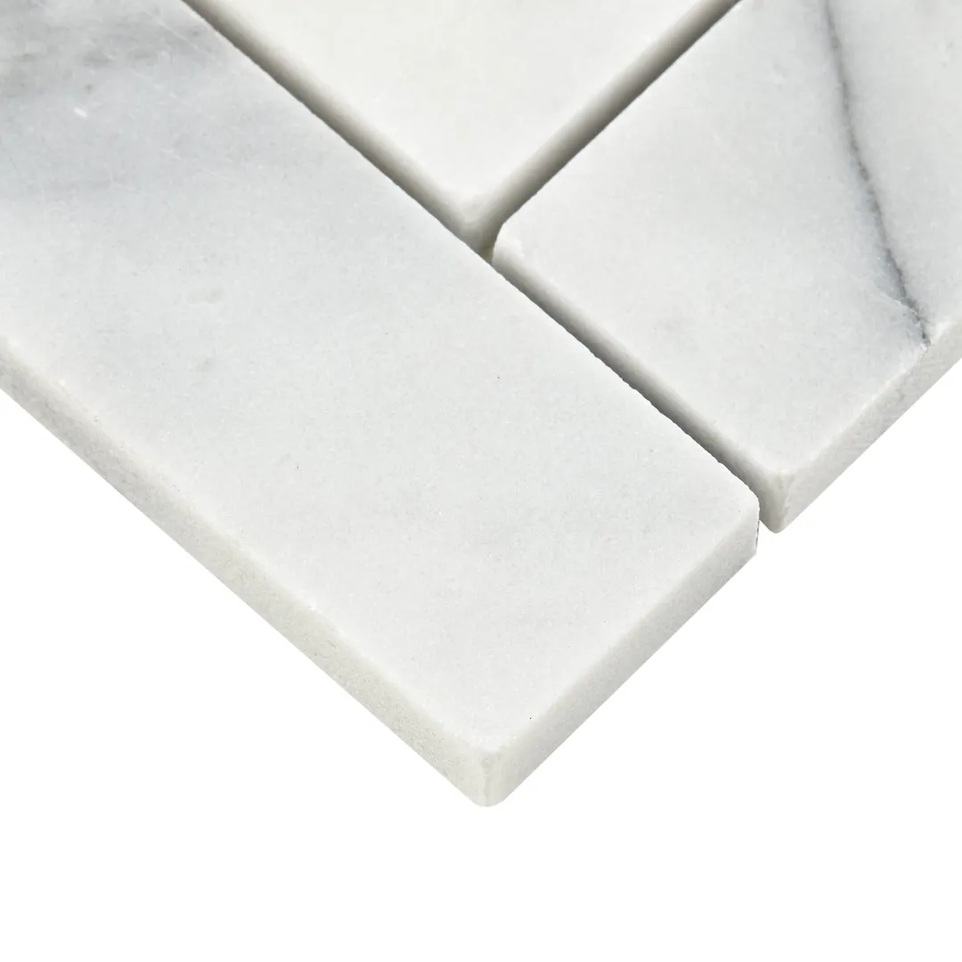 American Olean Genuine Stone Refined White 11-in x 14-in Honed Marble Herringbone Floor and Wall Tile, 0.94 sq ft per Piece, photo 5 of 7