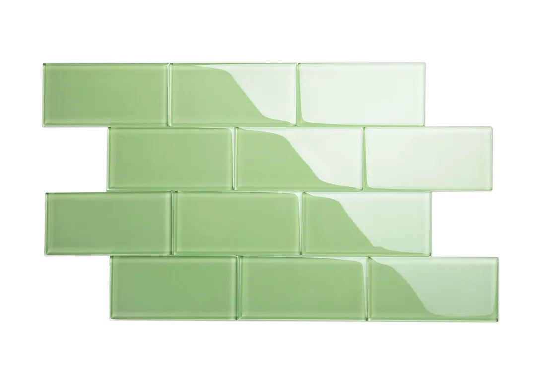 Giorbello Classic Premium Powder Room Green 3-in x 6-in Glossy Glass Subway Wall Tile (5-sq. ft/ Carton), photo 2 of 7