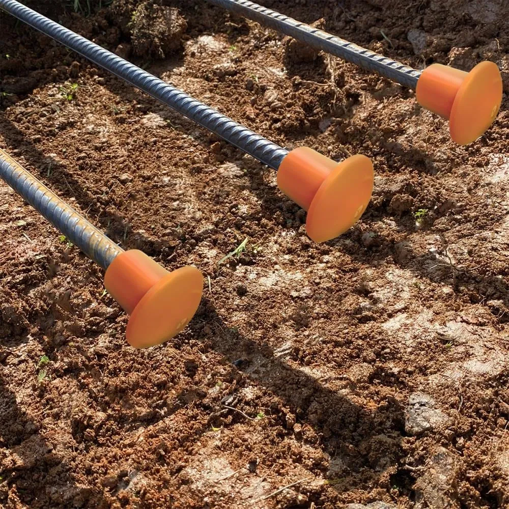 ProWorx Mushroom Rebar Safety Caps, #3 to #8 Rebar, Bright Orange Plastic, 25-Pack, photo 3 of 6
