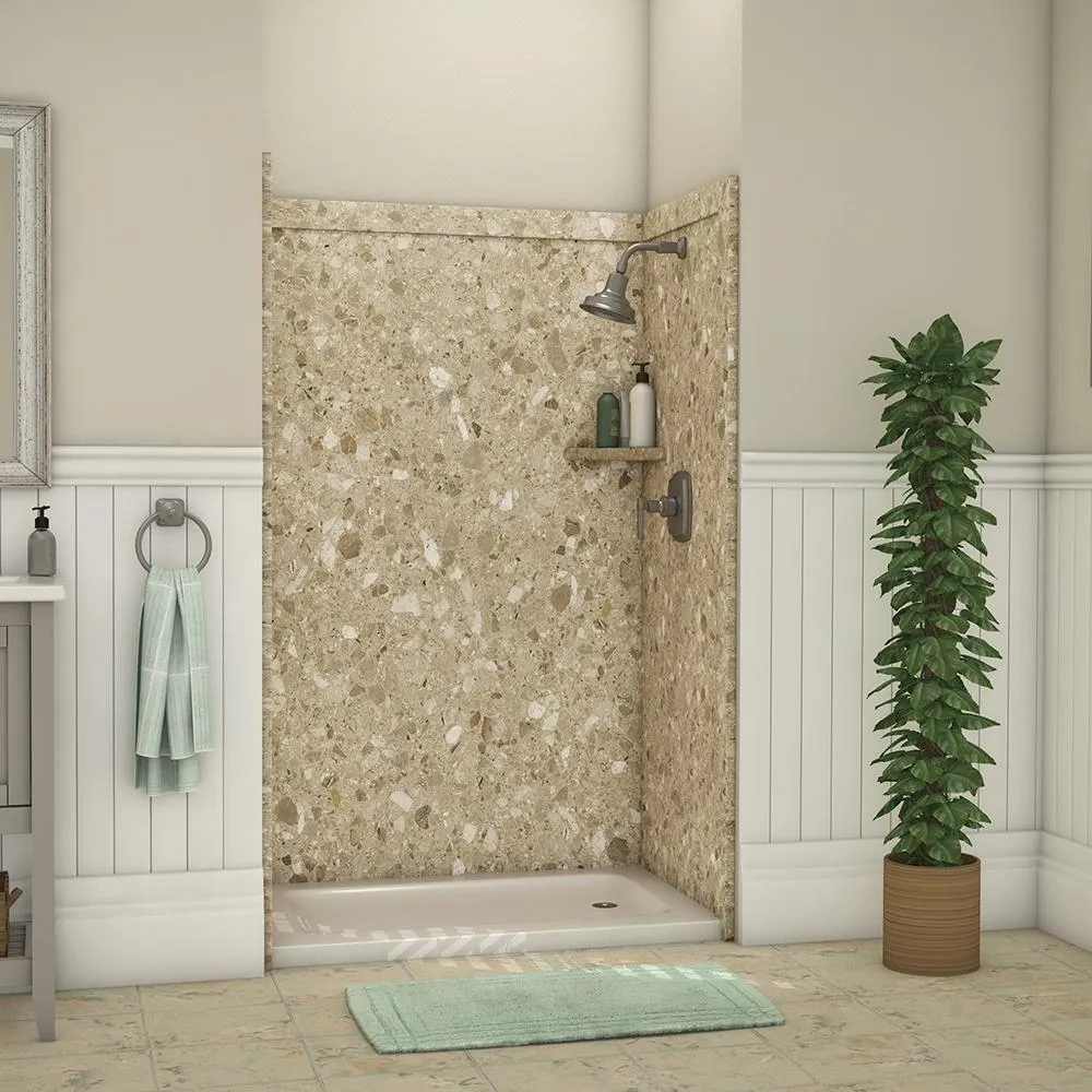 Elegance 36 in. x 48 in. x 80 in. 9-Piece Easy Up Adhesive Alcove Shower Wall Surround in Calacatta White, photo 16 of 24