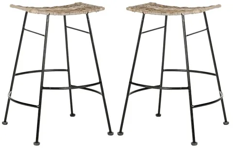 Atara Counter Set of 2 Gray Counter Upholstered Bar Stool