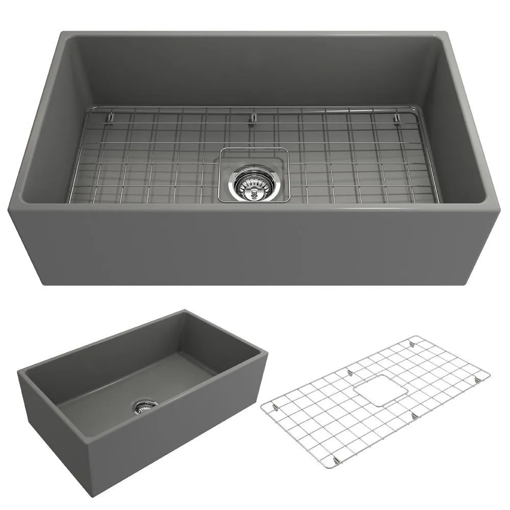 Contempo Farmhouse Apron Front Fireclay 27 in. Single Bowl Kitchen Sink with Bottom Grid and Strainer in White, photo 19 of 20