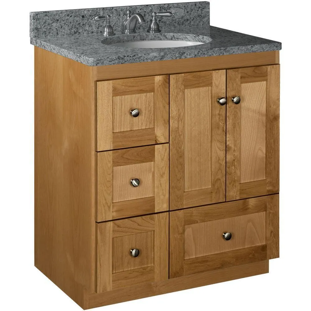 Shaker 30 in. W x 21 in. D x 34.5 in. H Vanity with Left Drawers Cabinet Only in Satin White, photo 6 of 12