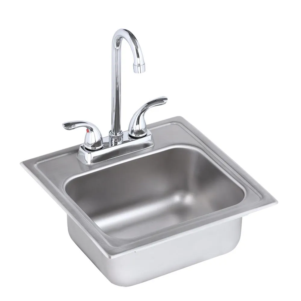 All-in-One Drop-in Stainless Steel 15 in. 2-Hole Single Bowl Bar Sink, photo 6 of 10