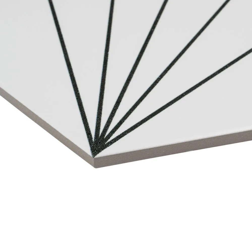 Merola Tile Aster Hex Blanco Encaustic 8-5/8 in. x 9-7/8 in. Porcelain Floor and Wall Tile (11.56 sq. ft. / Case), photo 2 of 8
