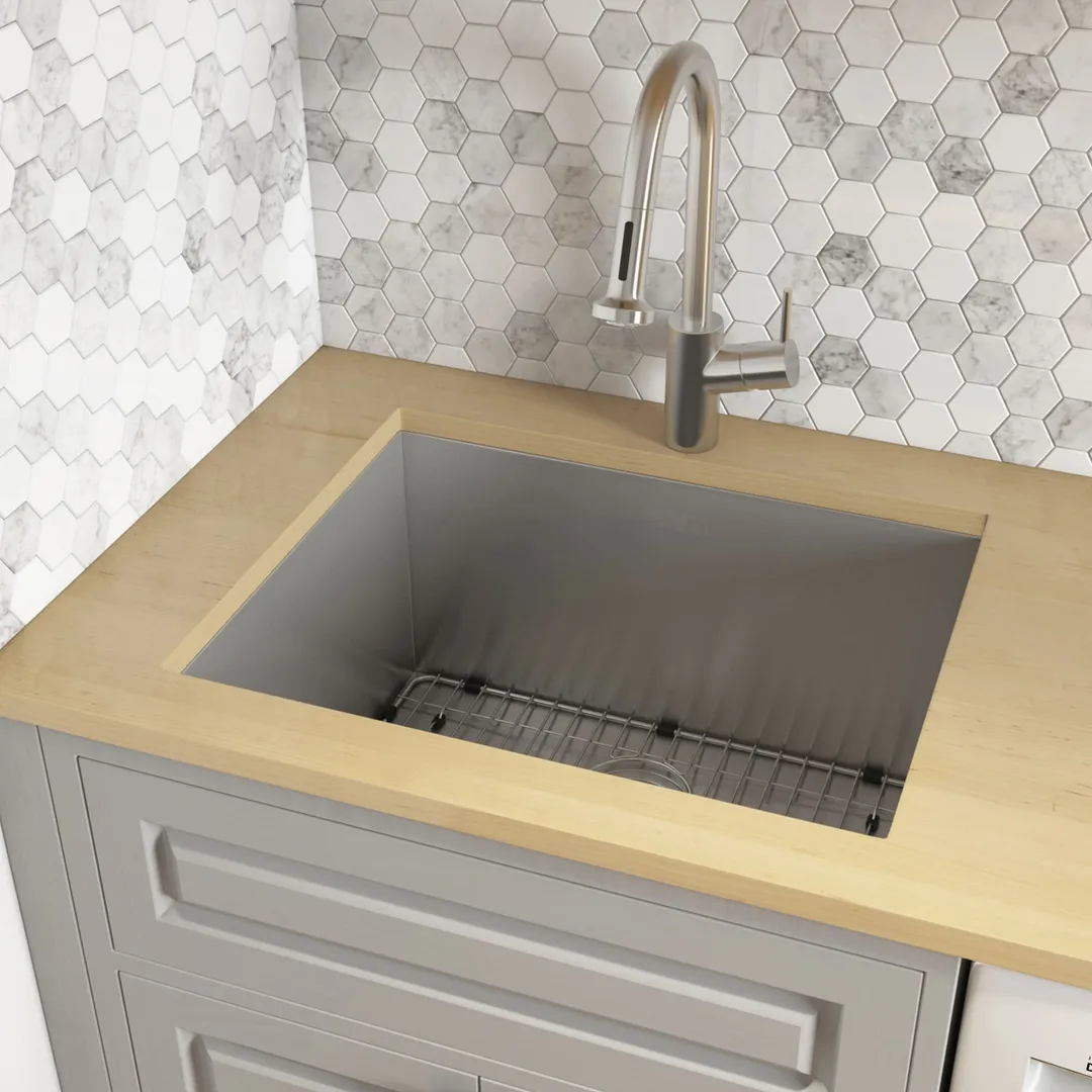 Ruvati Stainless Steel Undermount Laundry Sink with Drain - 21" x 18", photo 28 of 34