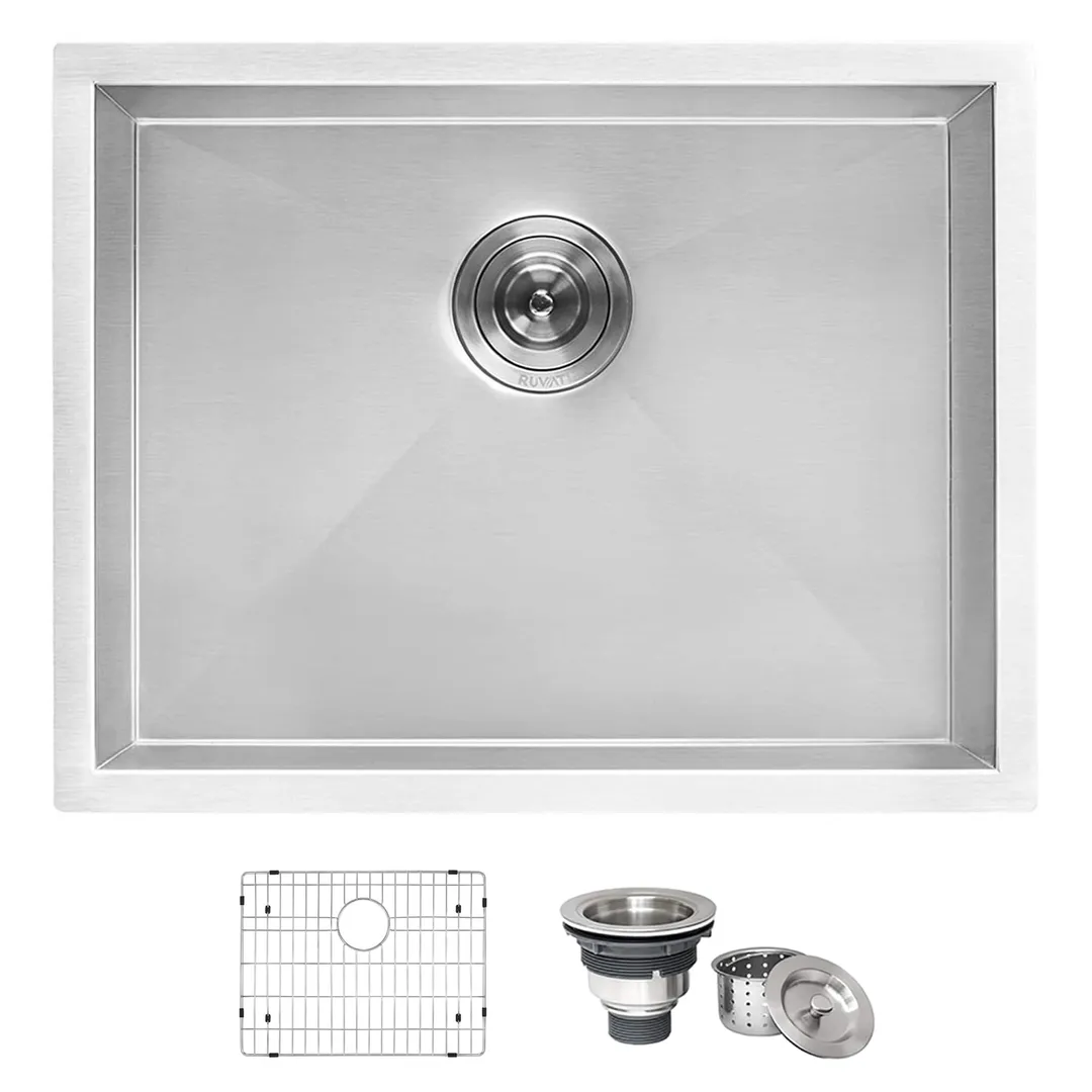 Ruvati Stainless Steel Undermount Laundry Sink with Drain - 21" x 18", photo 23 of 34