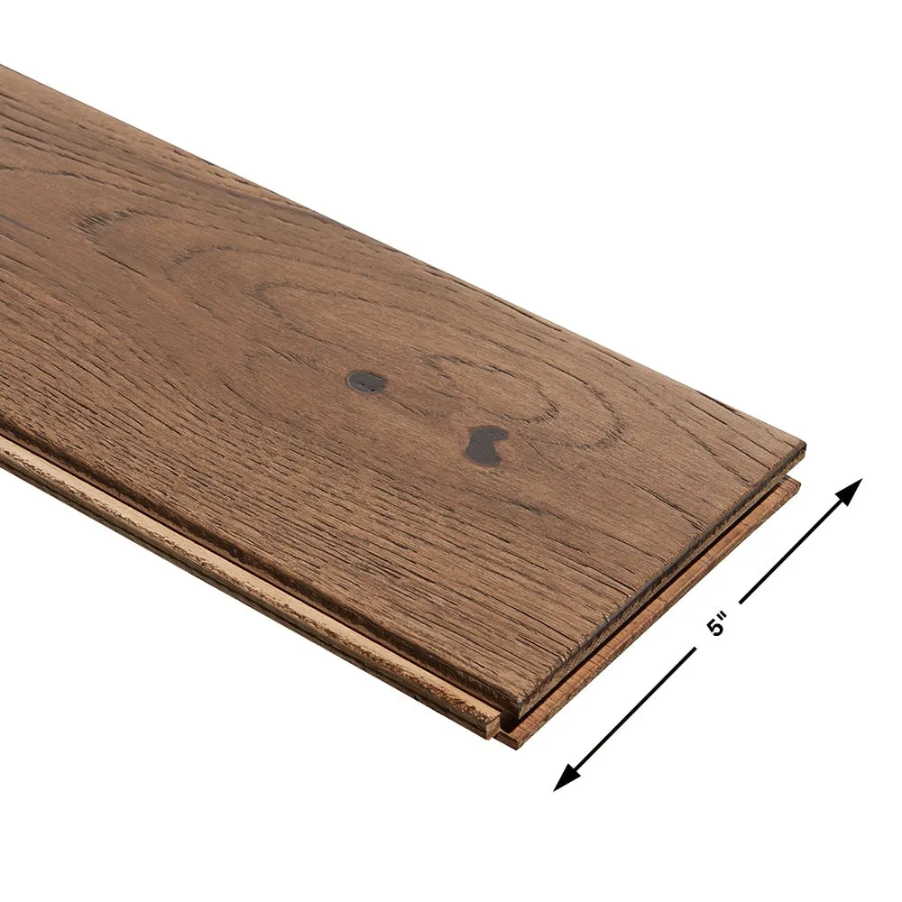 Villa Barcelona El Camino French oak 3/4-in T x 5-in W Water Resistant Wirebrushed Solid Hardwood Flooring ( 22.6-sq ft / Carton ), photo 4 of 7