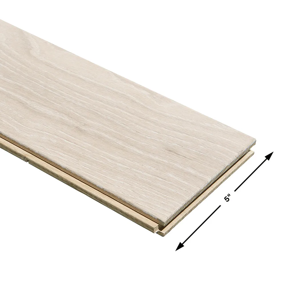 Villa Barcelona Ivory French oak 3/4-in T x 5-in W Water Resistant Wirebrushed Solid Hardwood Flooring ( 22.6-sq ft / Carton ), photo 4 of 7