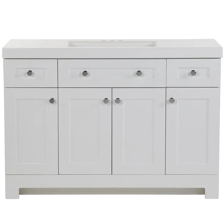 Everdean 24.5 in. W x 19 in. D x 34 in. H Bath Vanity in White with Cultured Marble Vanity Top in White with White Sink, photo 2 of 10