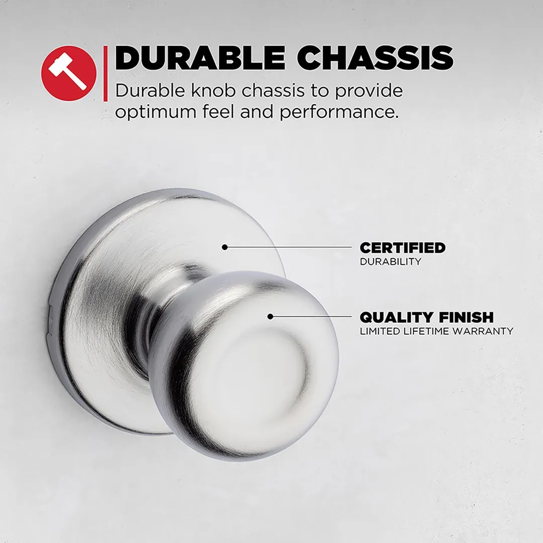 Kwikset Tylo Satin Chrome Passage Door Knob, Universal Handing, photo 3 of 8