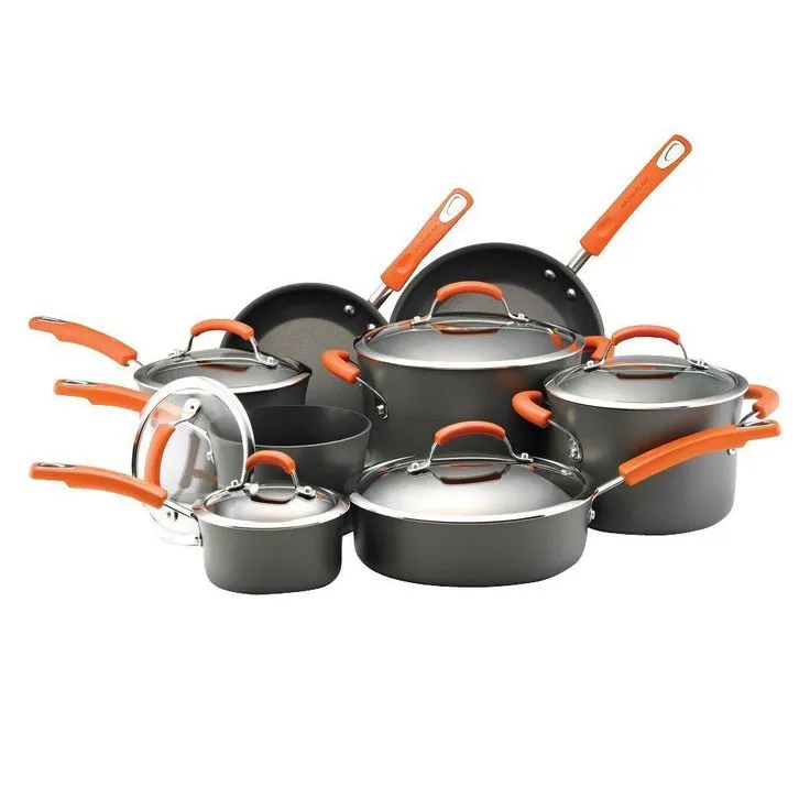 Classic Brights 14-Piece Aluminum Nonstick Cookware Set in Cranberry Red Gradient, photo 3 of 10