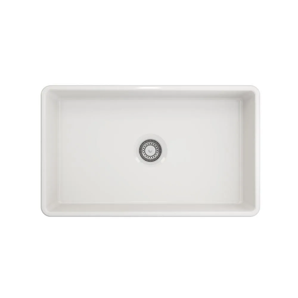 Classico Farmhouse Apron Front Fireclay 30 in. Single Bowl Kitchen Sink with Bottom Grid and Strainer in White, photo 9 of 33