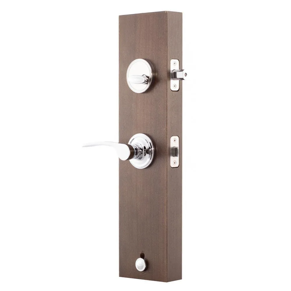 Soft Contemporary Polished Stainless Door Handleset with Right Hand Scandinavian Lever Trim, photo 4 of 5