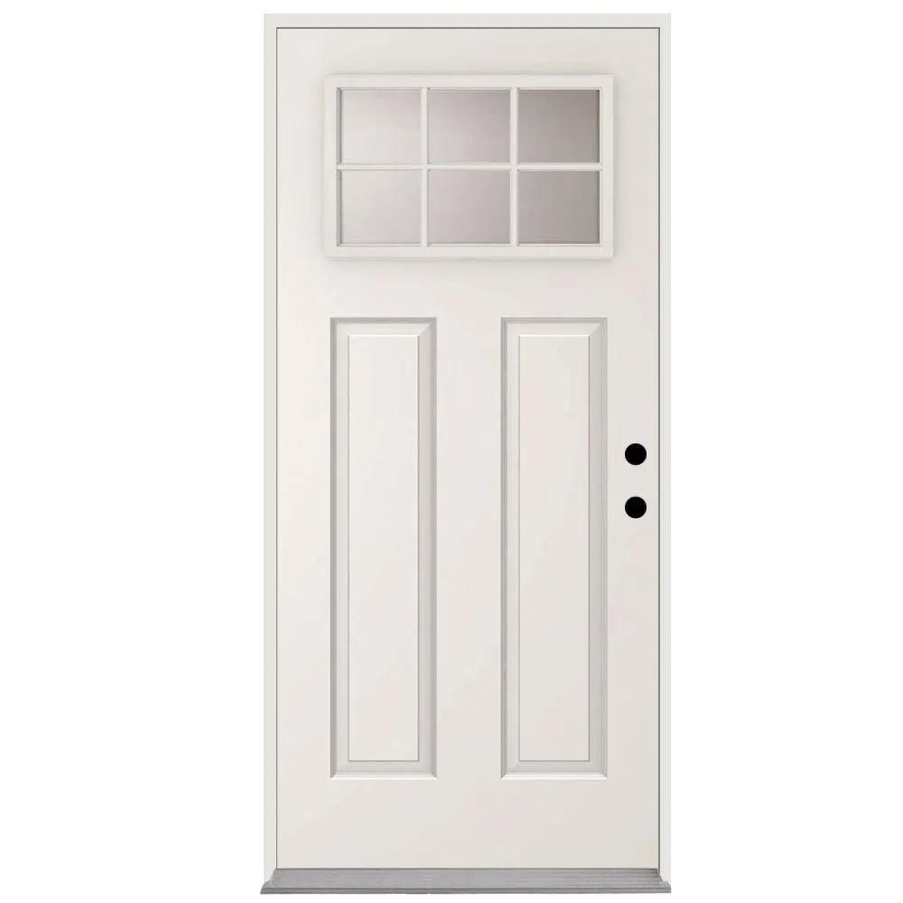 Steves & Sons 36 in. x 80 in. 6 Lite Left-Hand Outswing Primed White Steel Prehung Front Door with 4-9/16 in. Frame, photo 4 of 11