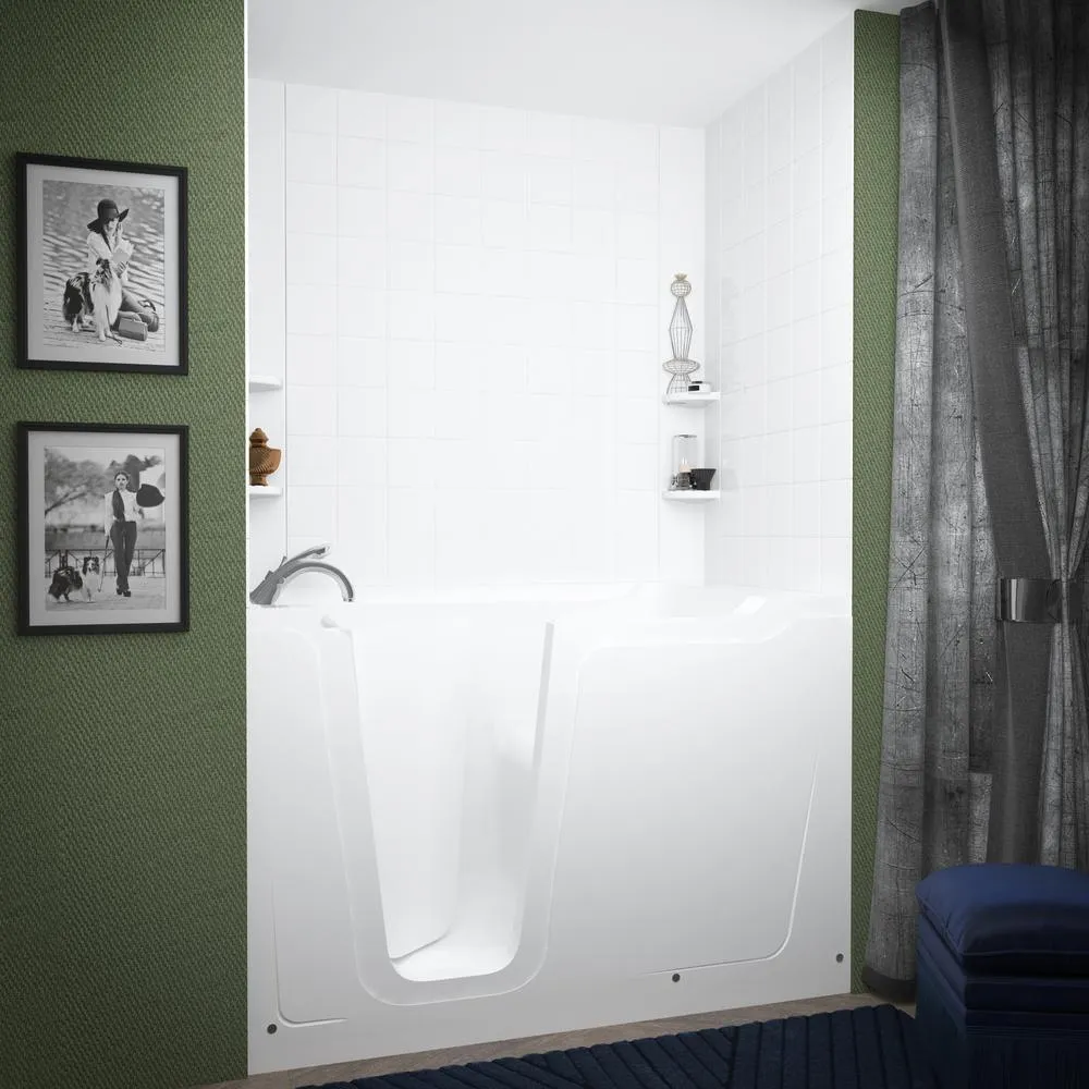 Rampart Nova Heated 5 ft. Walk-in Whirlpool Bathtub with 6 in. Tile Easy Up Adhesive Wall Surround in White, photo 11 of 11