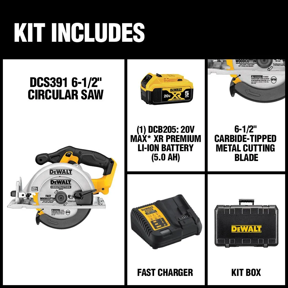 DEWALT 20-Volt MAX Lithium-Ion Cordless Circular Saw Kit with Battery 5Ah, Charger and Case, photo 2 of 12