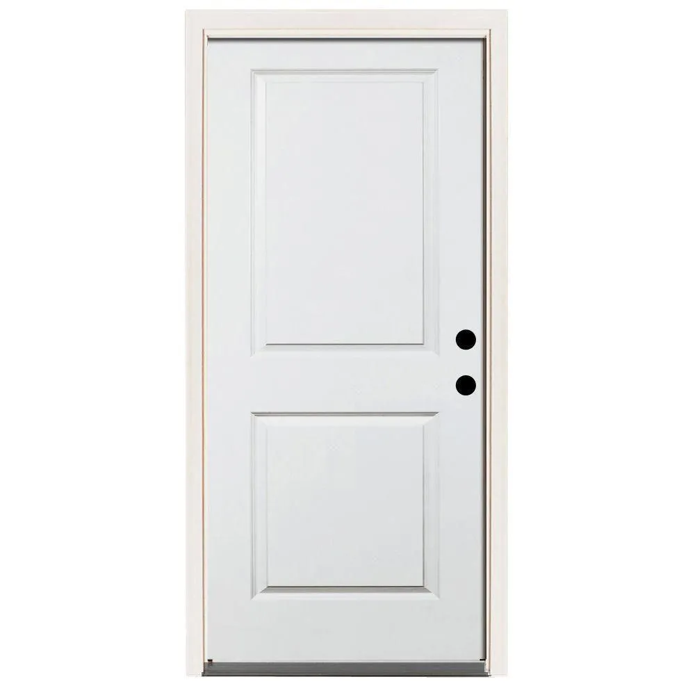Steves & Sons 36 in. x 80 in. Premium 2-Panel Square Primed White Steel Prehung Front Door, Right-Hand Inswing, 4 in. Wall, photo 9 of 11