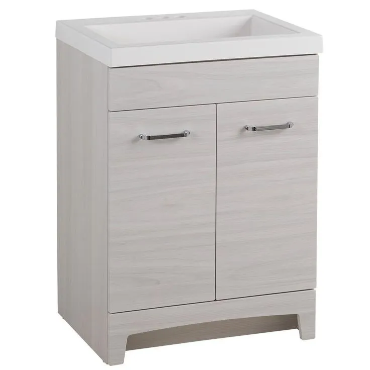 Stancliff 24 in. W x 19 in. D Bathroom Vanity in Elm Sky with Cultured Marble Vanity Top in White with White Sink, photo 4 of 7