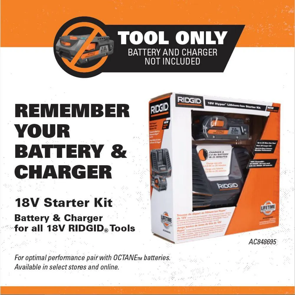 RIDGID 18-Volt Cordless 2-Tool Combo Kit with OCTANE Brushless Jig Saw and Brushless 3 in. x 18 in. Belt Sander (Tools Only), photo 10 of 12