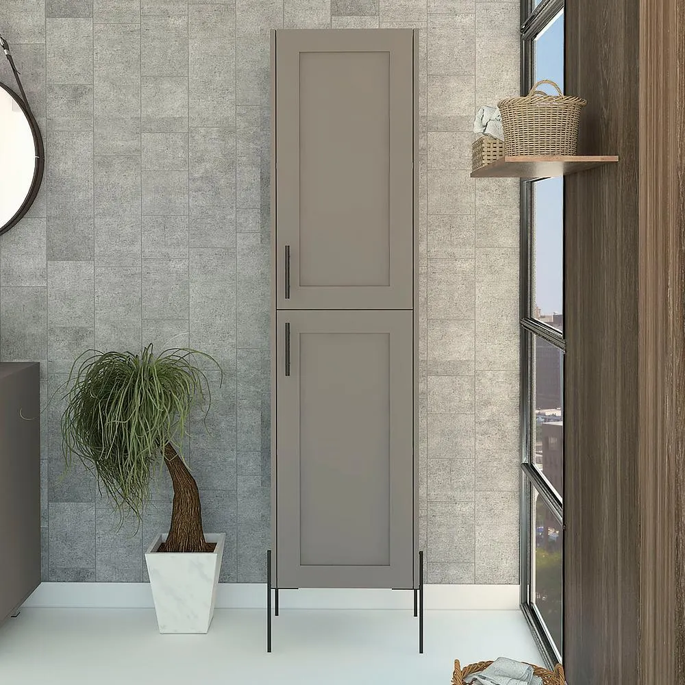 Svedin 18 in. W x 13 in. D x 71 in. H Free Standing Tall Bathroom Linen Cabinet in Taupe, photo 8 of 9
