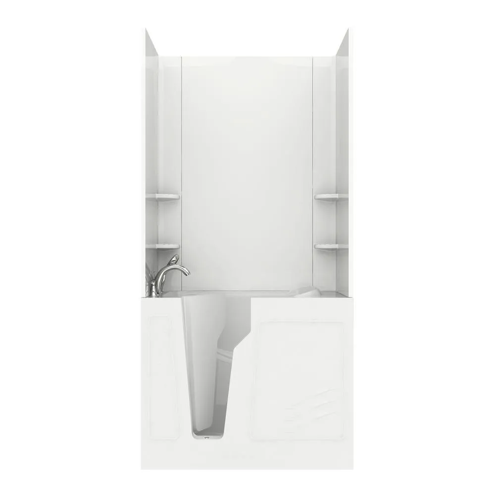Universal Tubs Rampart Nova Heated 3.9 ft. Walk-in Whirlpool and Air Bathtub with Flat Easy Up Adhesive Wall Surround, Right Drain, White, photo 28 of 42