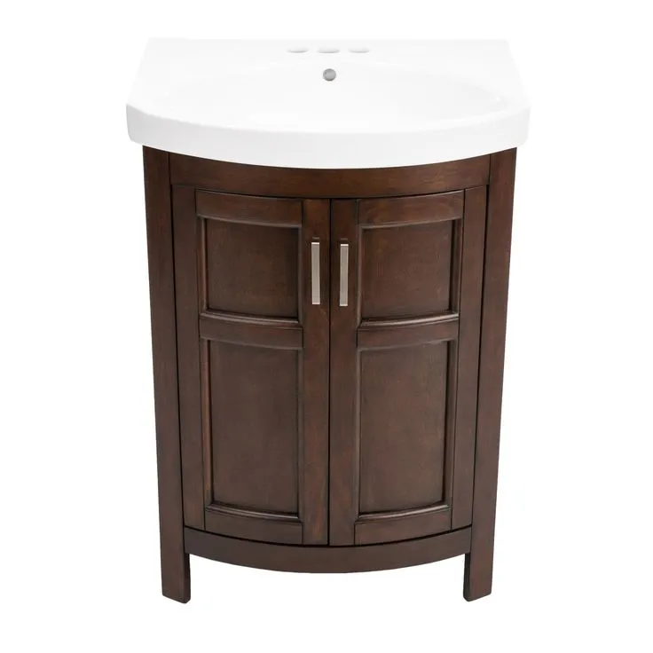 Style Selections Morecott 23.75-in Chocolate Single Sink Bathroom Vanity with White Vitreous China Top, photo 7 of 8