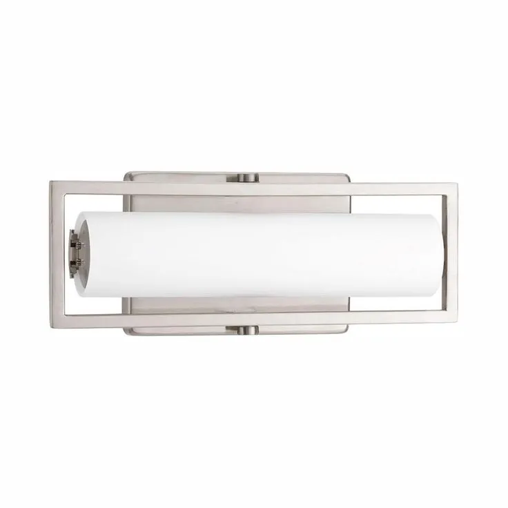 Frame Collection 15-Watt Brushed Nickel Integrated LED Bathroom Vanity Light with Glass Shades, photo 2 of 3