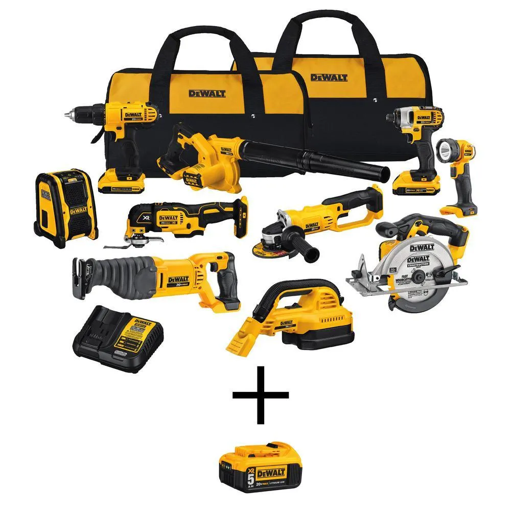 DEWALT 20-Volt Max Lithium-Ion Cordless Combo Kit (10-Tool) w/ (2) Batteries 2.0Ah, Charger & Tool Bag, photo 15 of 41