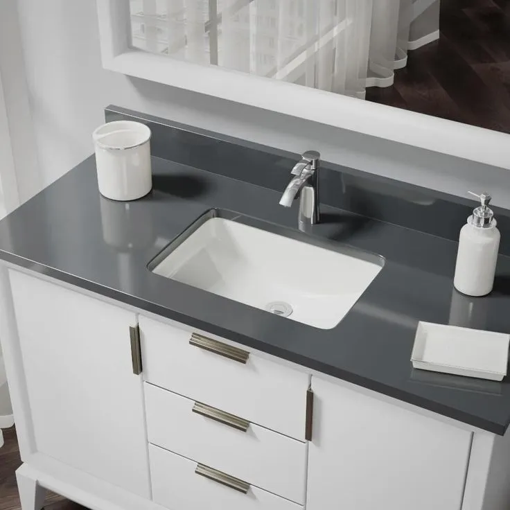 Rene Undermount Porcelain Bathroom Sink in White with Pop-Up Drain in Chrome, photo 3 of 4
