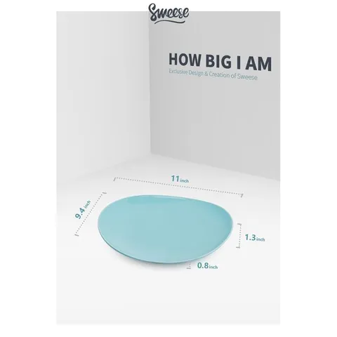 11 Inch Porcelain Dinner Plates Set of 6, Cool Assorted Colors