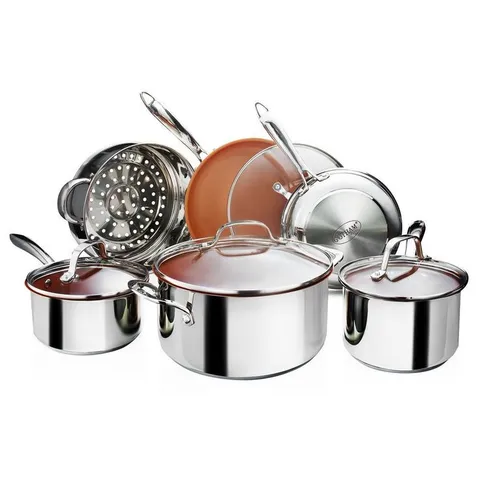 Stainless Steel 10-Piece Pro Chef Non-Stick Ti-Cerama Premium Cookware Set with Lids