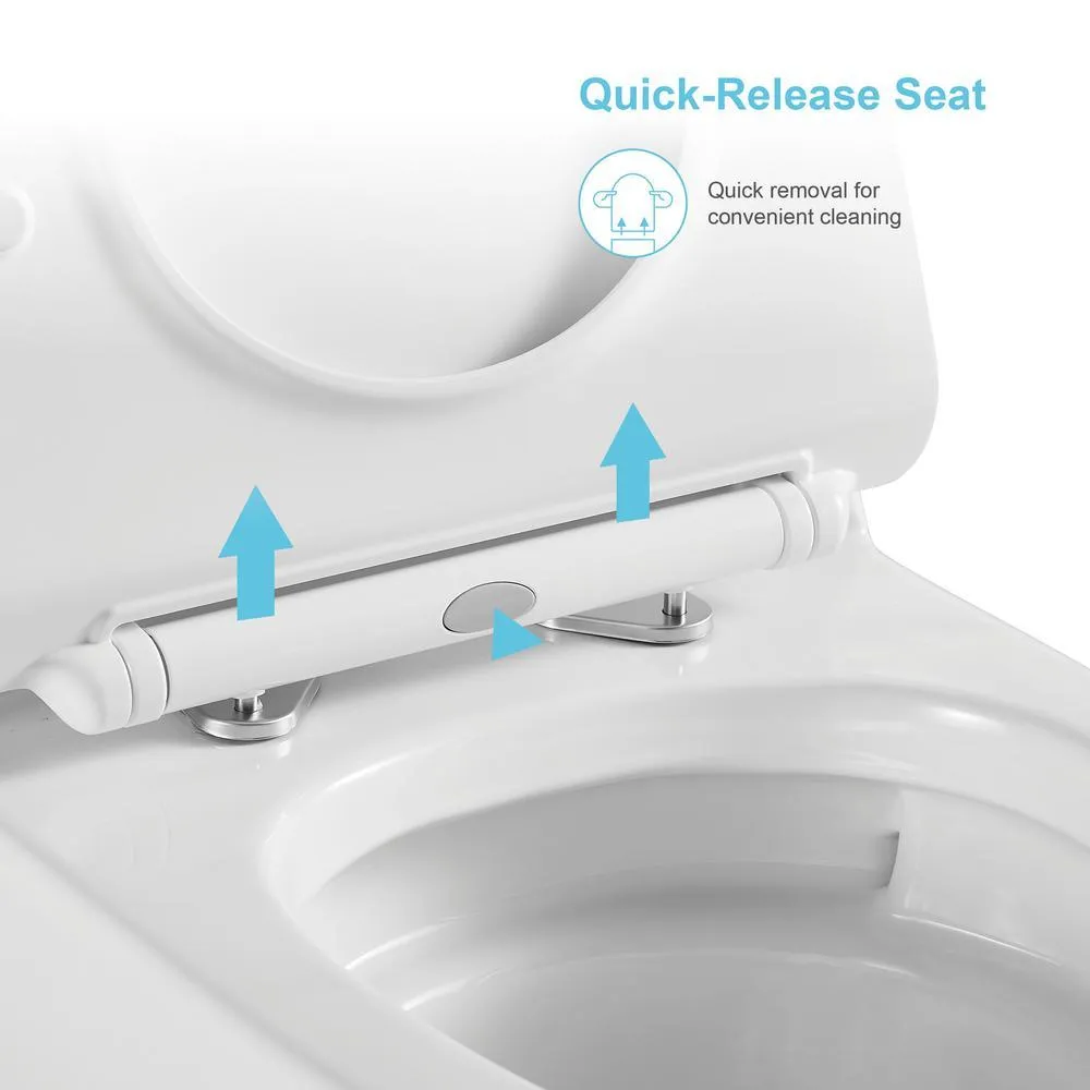 1-Piece 1.28 GPF High Efficiency Single-Flush Elongated Skirted Toilet All-in-One Toilet in White Seat Included, photo 10 of 10