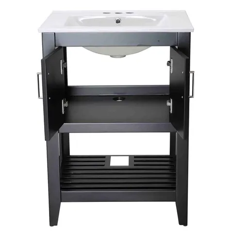 Mosset 24-in Black Single-Sink Vanity with Ceramic Top & Mirror