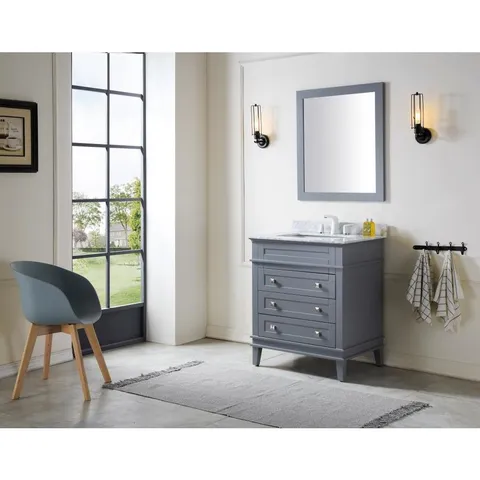 Wineck 30-in Gray Single-Sink Vanity with Carrara Marble Top