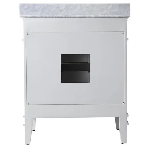 Wineck 36-in White Vanity with Carrara Marble Top & Mirror
