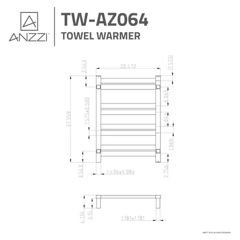 Brushed Nickel Plug-In Wall Mount Towel Warmer, 20.47 × 27.55 in