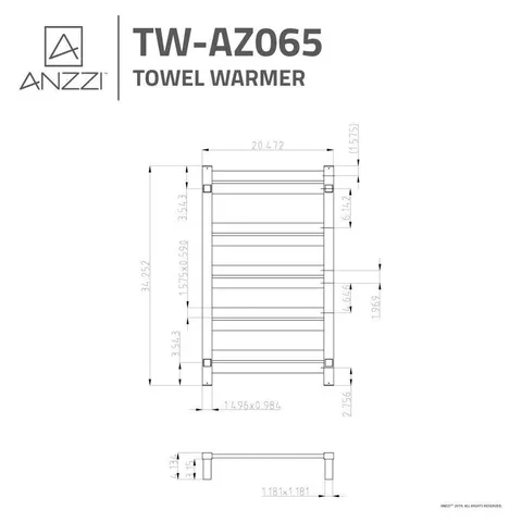 Brushed Nickel Plug-In Wall Mount Towel Warmer, 20.47 × 34.25 in